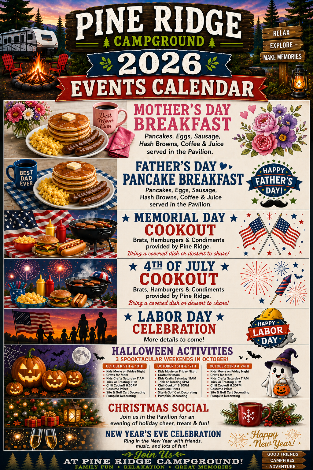 Pine Ridge Campground 2026 Events Calendar