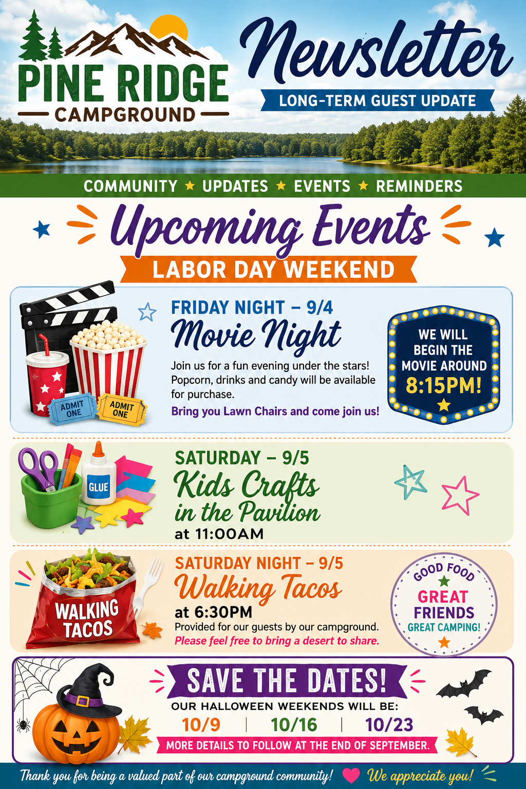 Pine Ridge Campground Upcoming Events